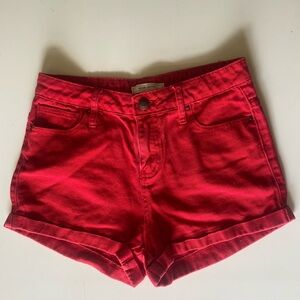Adam Levine Collection Red Jean Shorts Cuffed Hem